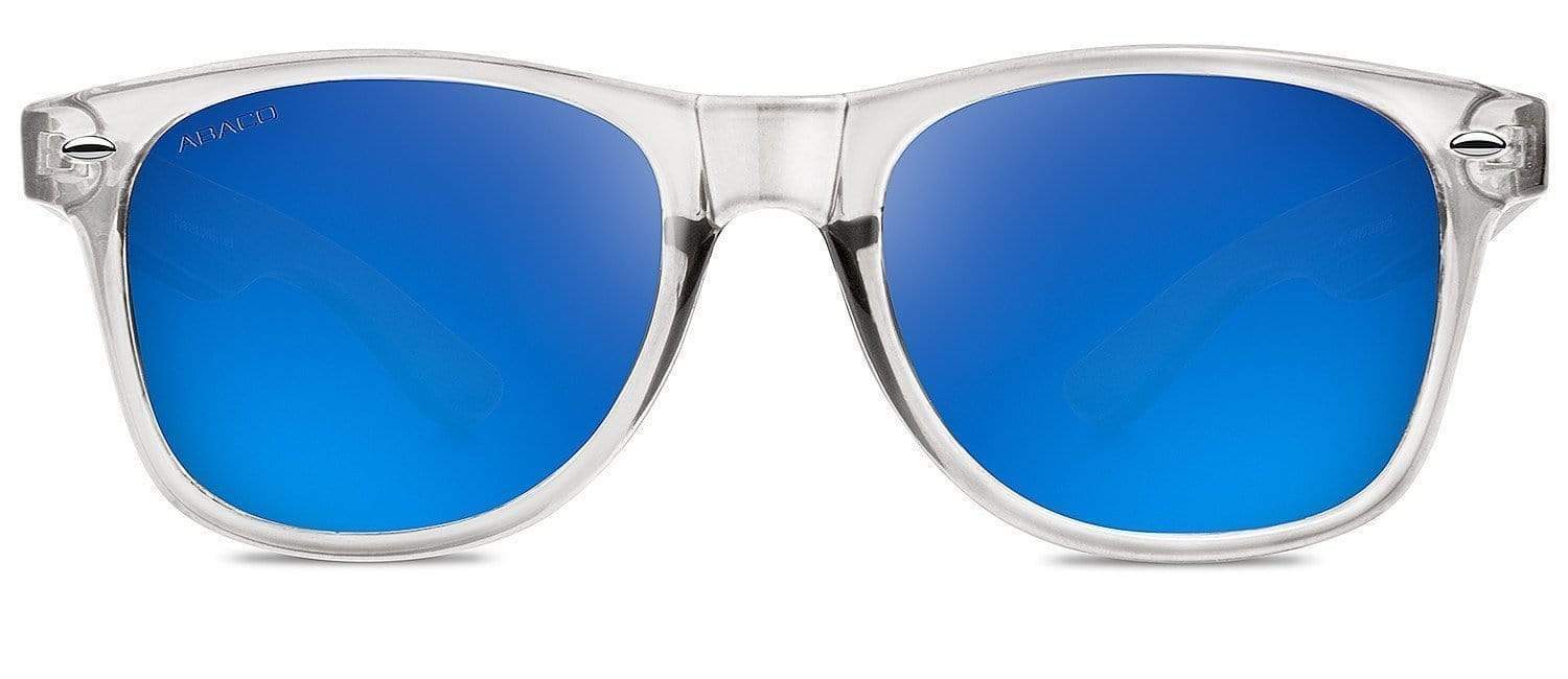 Abaco Taylor Clear Bamboo Sunglasses Polarized Deep Blue Lens Front