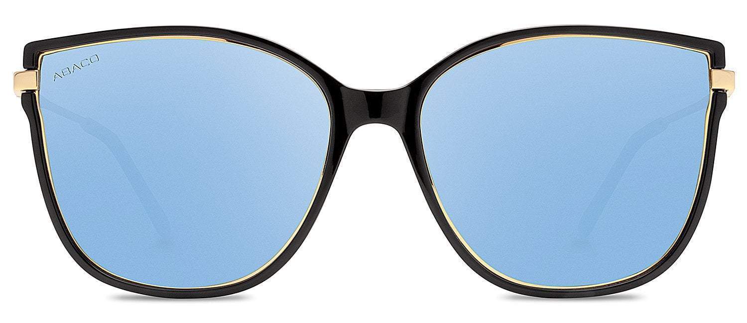 Abaco Ella Gloss Black Sunglass Polarized Caribbean Blue Lens Front