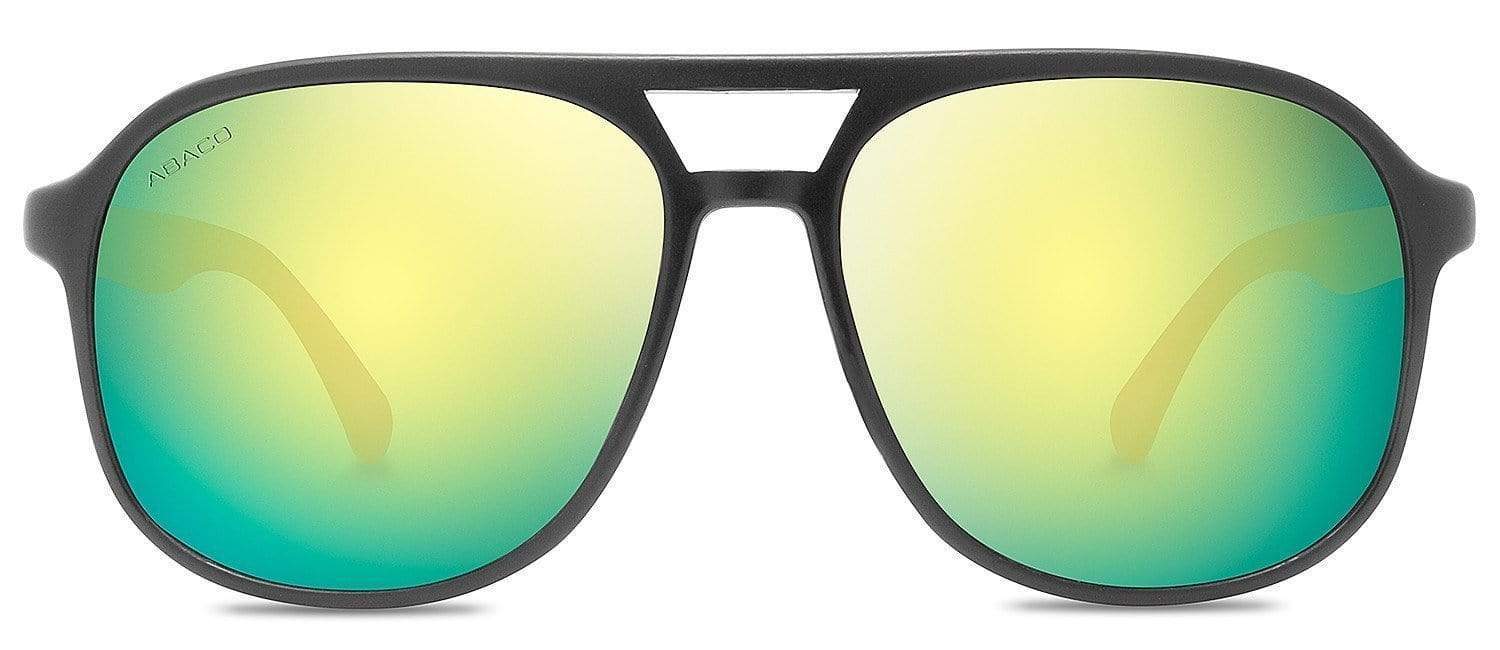 Abaco Pitbull Matte Black Bamboo Sunglass Polarized Citrus Mirror Lens Front