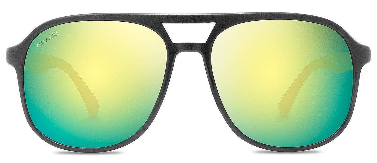 Abaco Pitbull Matte Black Bamboo Sunglass Polarized Citrus Mirror Lens Front