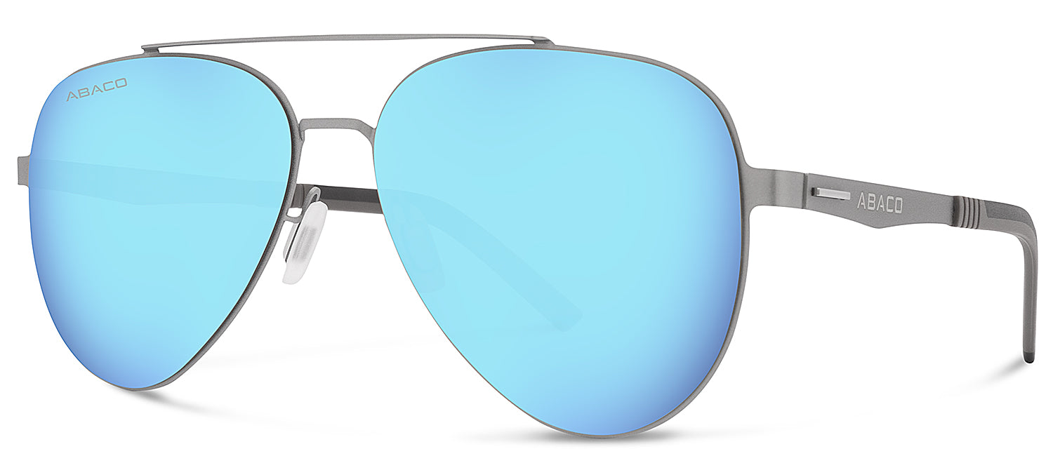 Abaco Daytone Silver Stainless Steel Sunglass Polarized Caribbean Blue Mirror Lens Side
