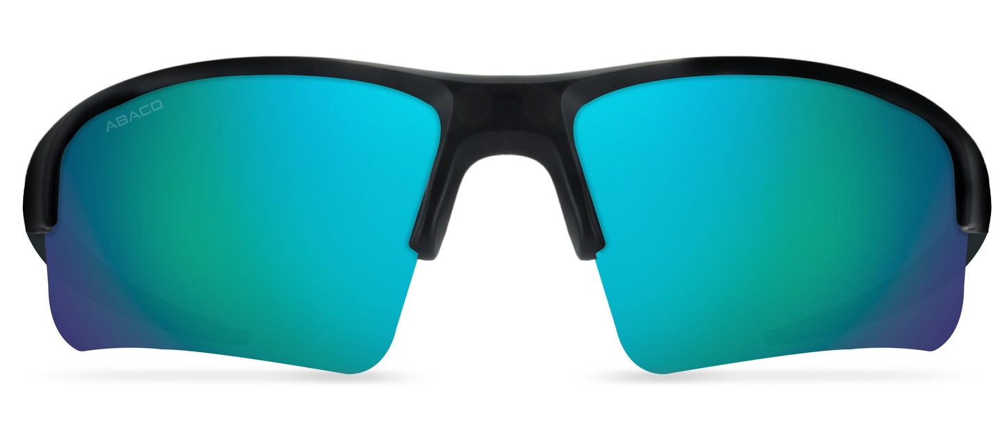Abaco Forty Four Black Sunglass Polarized Ocean Mirror Lens Front