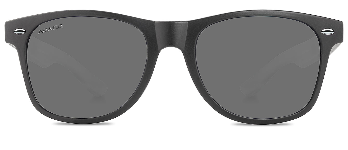 Abaco Taylor Matte Black Bamboo Sunglasses Polarized Grey Lens Front