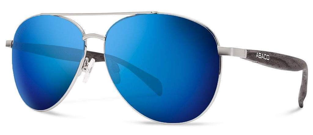 Abaco Burton Silver Grey Sunglass Polarized Blue Mirror Lens Front
