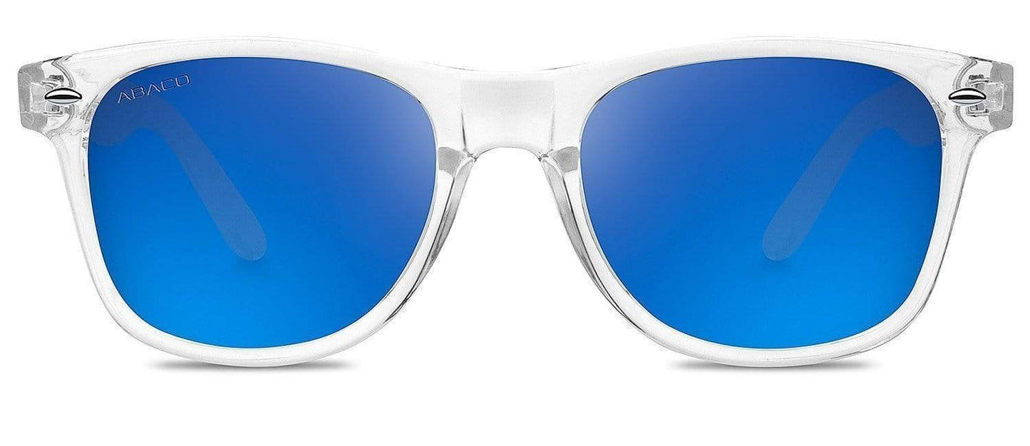 Abaco Laguna Crystal Clear Sunglass Polarized Deep Blue Mirror Lens Front